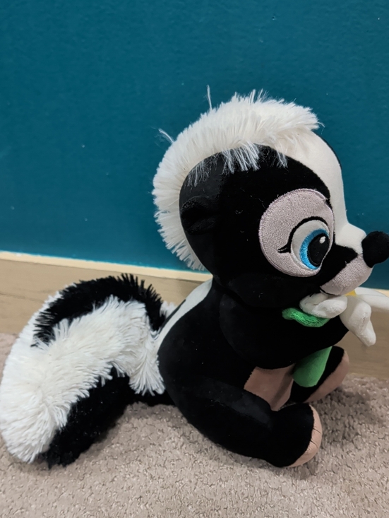 Disney Other - Disney Bambi Black & White Skunk Plush with Blue Eyes